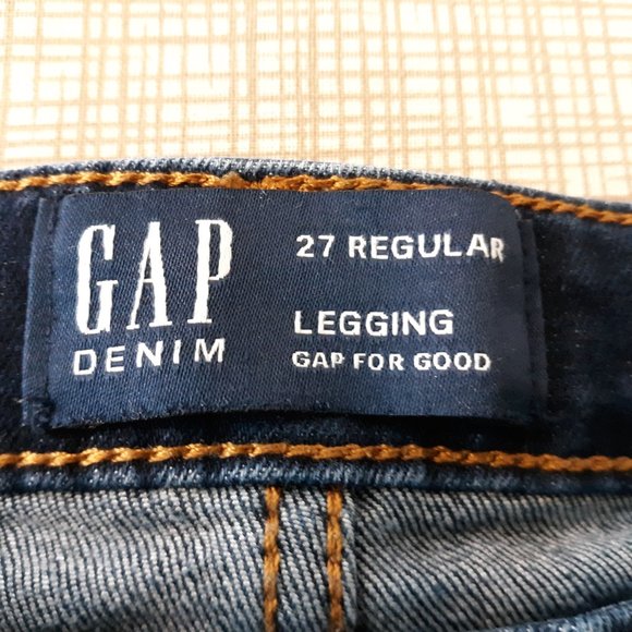 Gap Denim Legging Women's Size 27 Regular Stretch Blue Jeans Dark Wash 5 Pocket - Picture 6 of 11